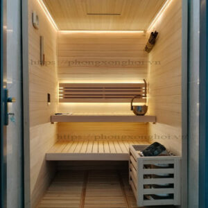 Phòng Sauna gỗ Hinoki lựa không mắt( thông nhật)1m3x1mx2m1